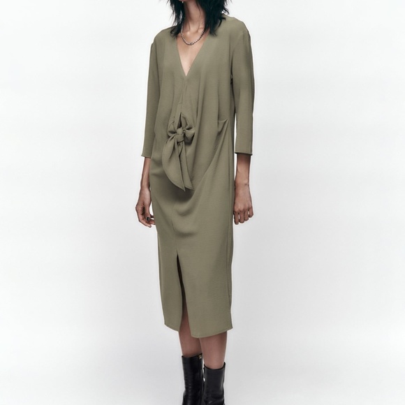 NEW ZARA KNOTTED FLUID DRESS Size Medium - Picture 3 of 7